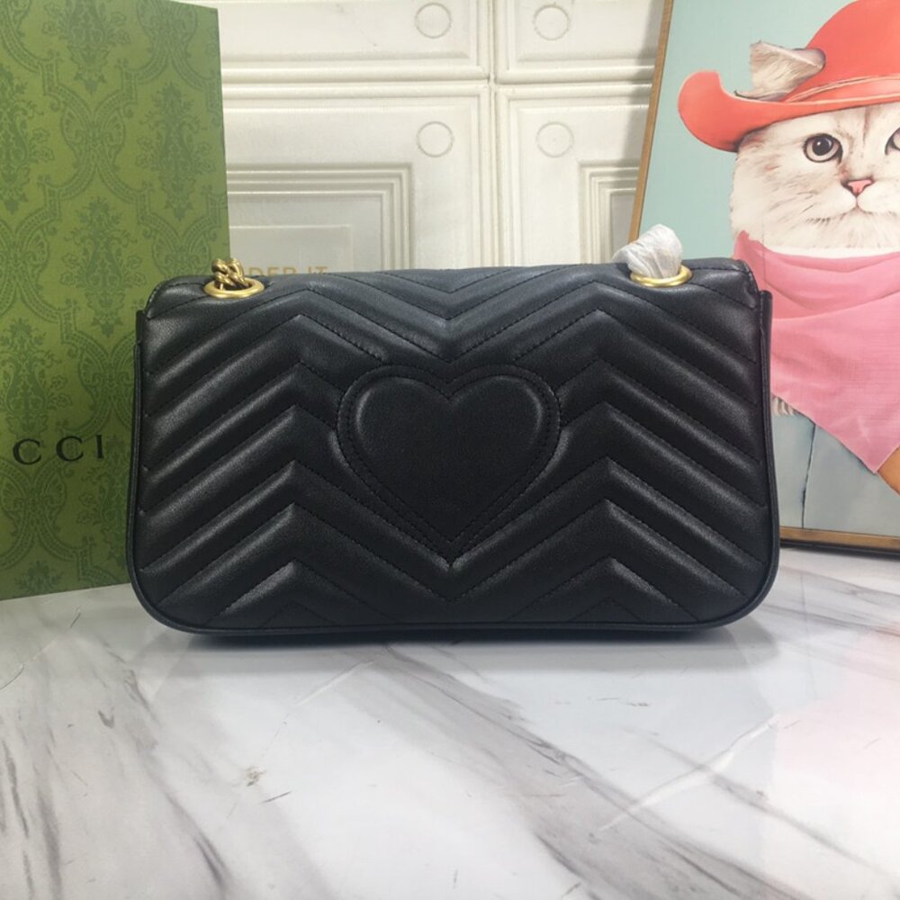 GUCCI Black Leather GG Marmont Shoulder Bag - Picture 4 of 8